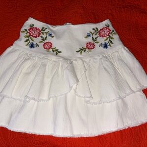 Jealous Tomato Ivory Skirt with Floral Details